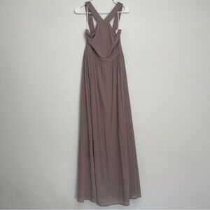 Lulu’s Air of Romance Taupe Maxi Dress Size L